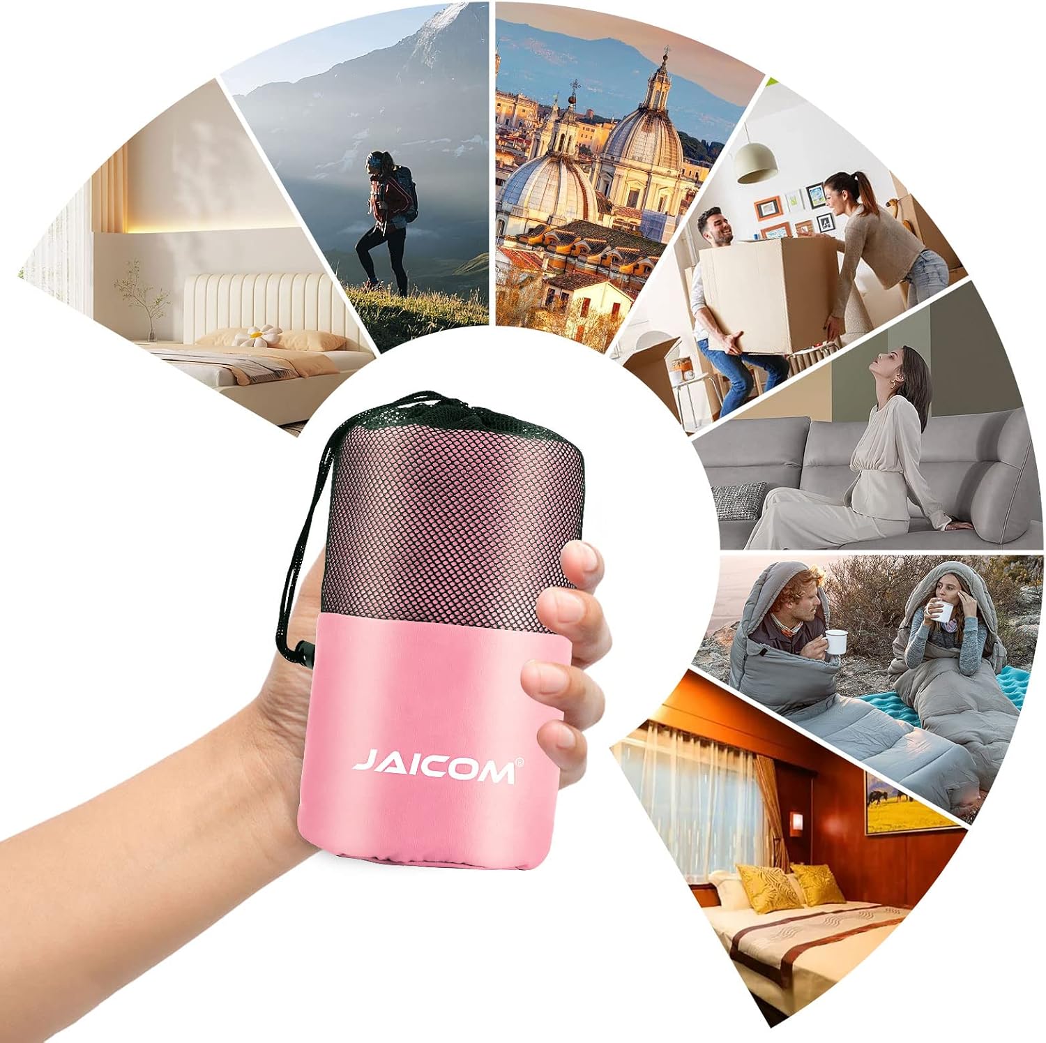 Sleeping Bag Liner and Mummy Sleeping Bag, Ideal for Backpacking, Hiking, Hotels and Hostels, Business Trips, Camping, Outdoor Activities