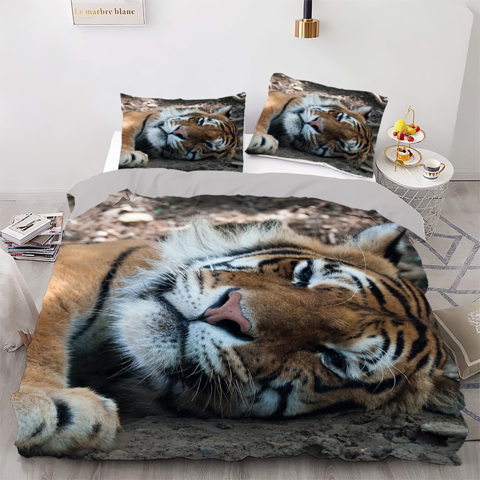 Housse de couette tigre 160x200 pour une ambiance jungle et sauvage