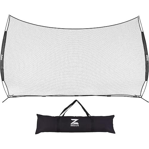 ZELUS 16x10ft Sports Barrier Net, Barricade Backstop Net, Practice Net for Baseball Softball Lacrosse Soccer Basketball