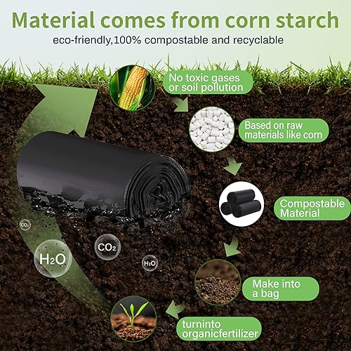 Miniatura 6 de Bolsas de basura de 5 galones, bolsas de inodoro portátiles compostables, bolsa de basura de abono extra gruesa de 0.86 mil para camping, viajes,