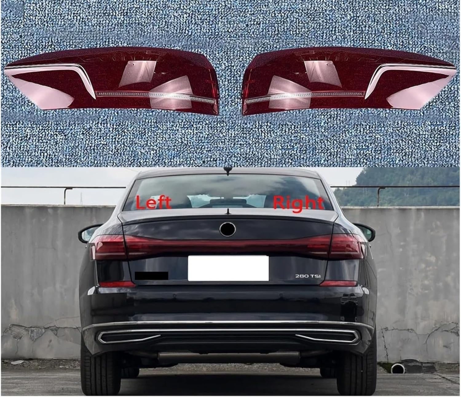 Car Taillight Cover Compatible for VW Compatible for Passat 2022 2023 2024 Auto Taillamp Lampshade Rear Lampcover Tail Lamp Light Shell(Outside Right)