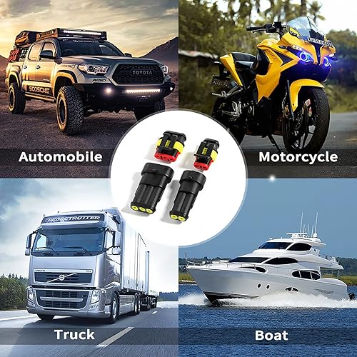 Miniatura 6 de Kit de conectores eléctricos impermeables de 2 pines, enchufe HID, conector de cable automotriz marino para automóvil, camión, barco (paquete de 10)