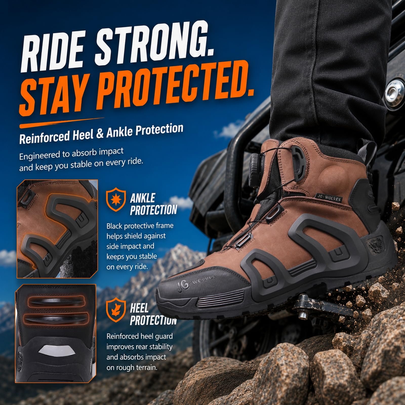 Scarpe da Moto Uomo Impermeabili Neri in Pelle con Protezione TPU