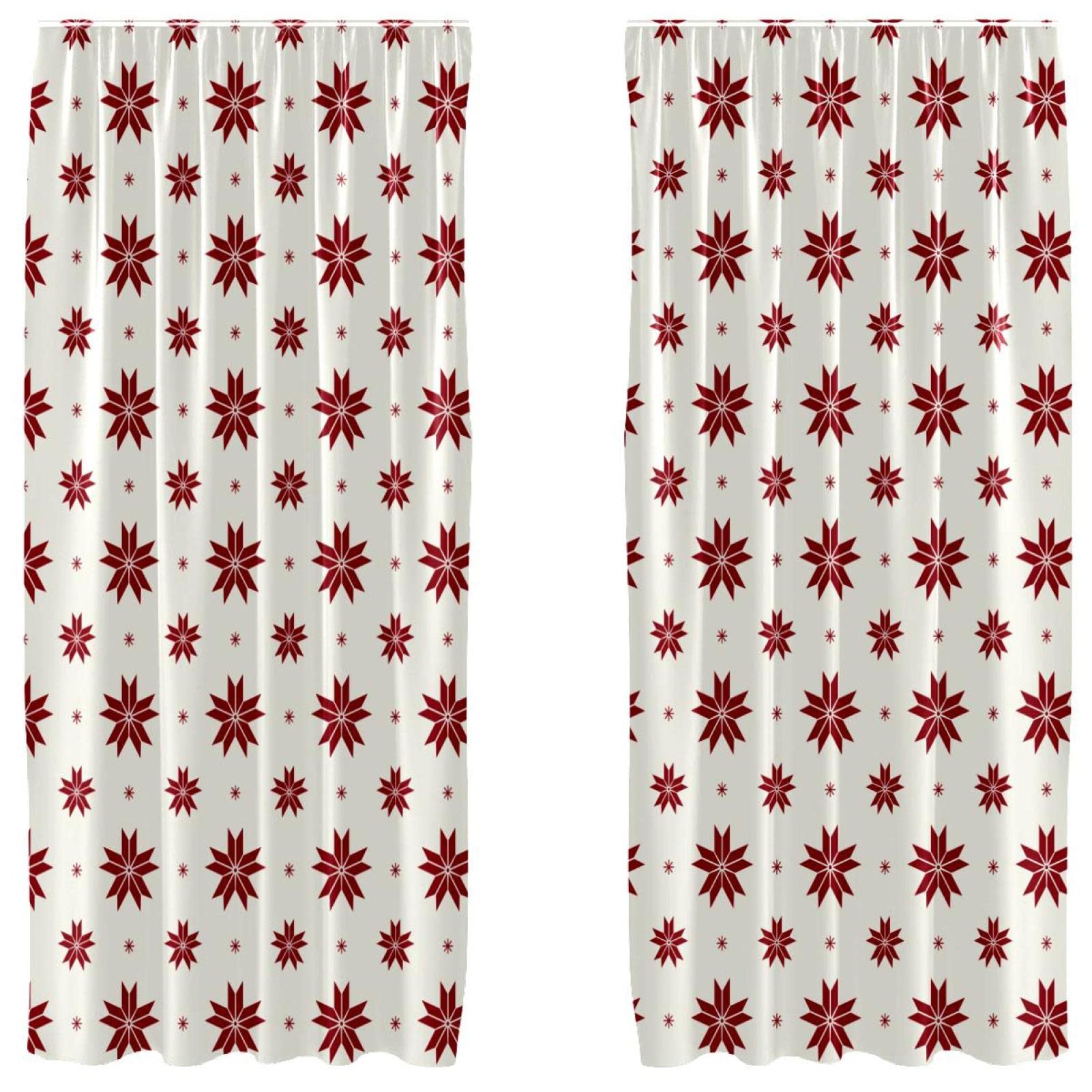 Cortinas de flores de Navidad rojas de 55x84 pulgadas paneles decorativos ligeros salón y comedor