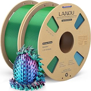 LANDU Silk PLA Filament Tricolor 1,75mm 2kg 3D Drucker Filament 3 Color PLA Filament Silk Hochglänzende Oberfläche Maßgenauigkeit +/-0.02mm,Rot Blau Grün