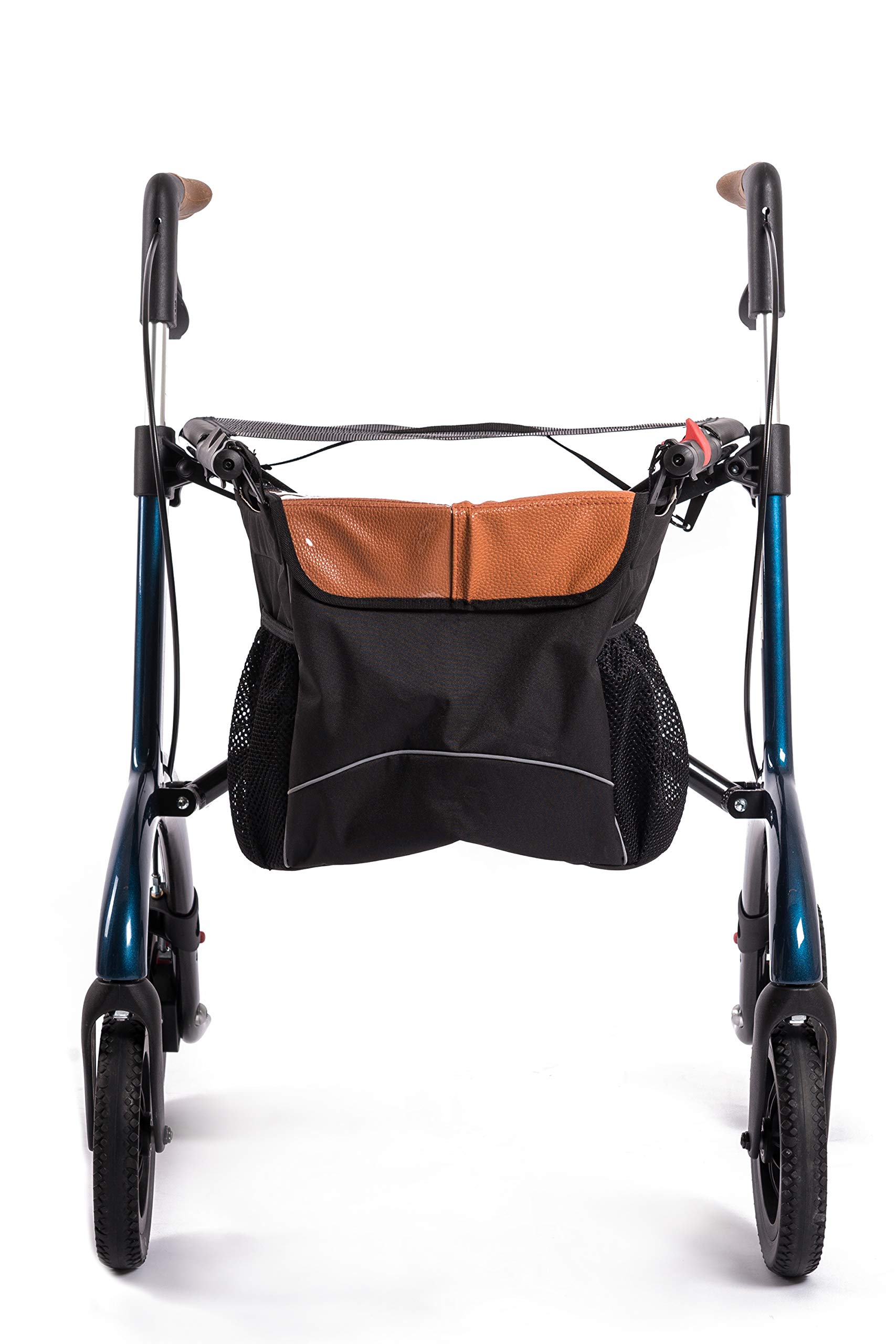Premium Rollator aus Carbon von Saljol, schicker Reisebegleiter mit Weich-Reifen, zuschaltbare Schleifbremse, 5.8kg leicht, midnight blue