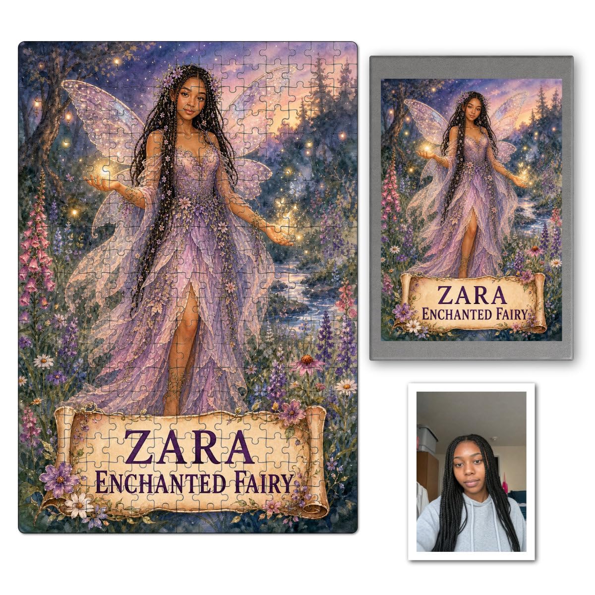 Personalised Enchanted Fairy Jigsaw From Photo, Custom Name And Text fantasy fan Birthday Present For Family Unique Keepsake Custom