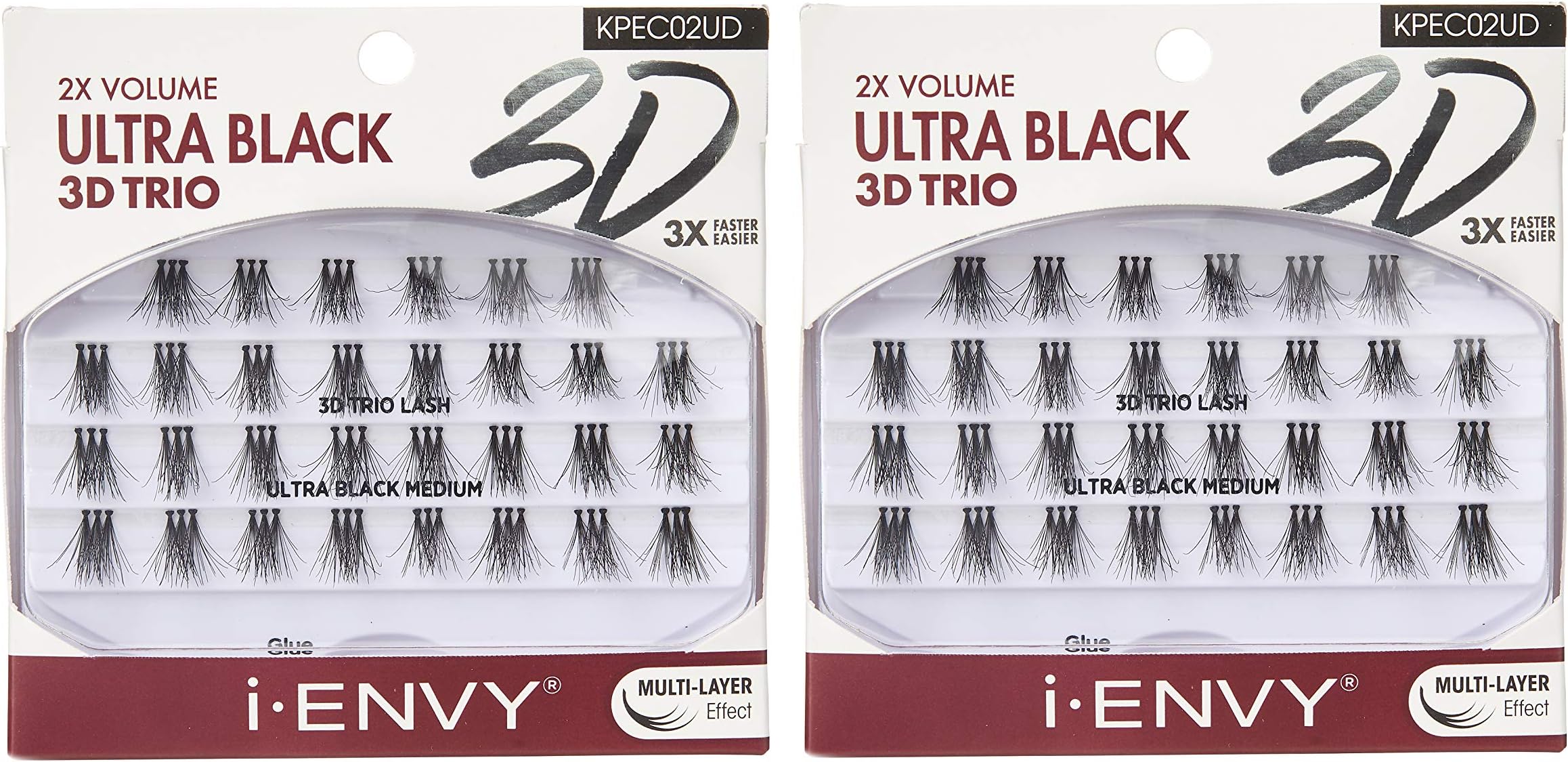 3D Trio Ultra Black Lash Medium Length (2 Pack) Natural Fluffy Effect