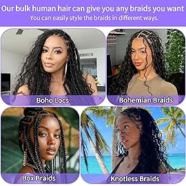 Human Braiding Hair for Boho Braids Human Hair 3 Bundles/Pack 110g 22 Inch Deep Wave Bulk Human Hair for Braiding Curly Knotless 12A Brazilian Virgin Copper