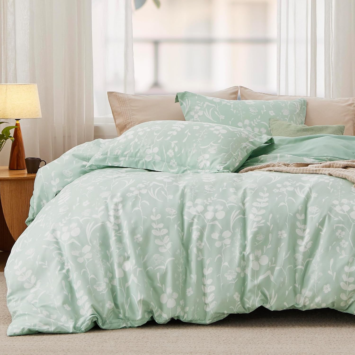 Bedsure Duvet Cover Queen Size Reversible Botanical Duvet