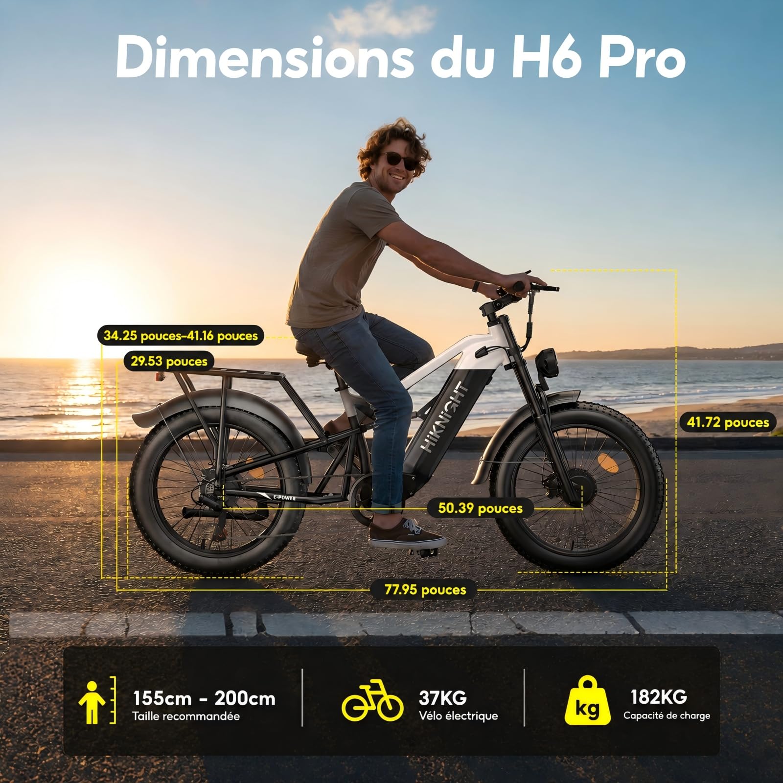Fat Bike Électrique Adulte 24×4,0", VTT Électrique Tout-Terrain, Double Moteur 250W, Couple 200 N.m, Batterie Amovible 52V 20Ah, Autonomie jusqu’à 130 km, Double Suspension, Freins Hydrauliques