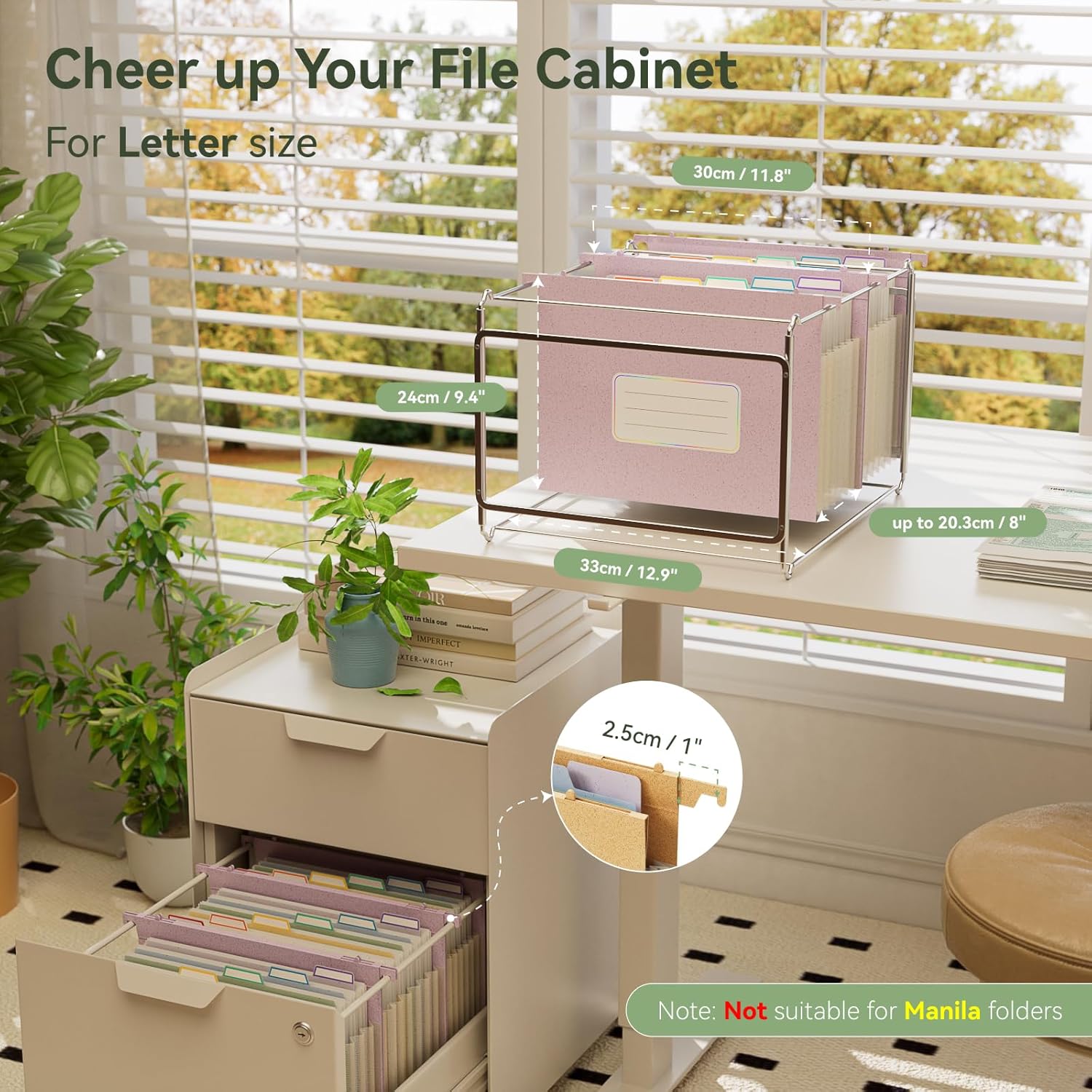 wheat straw expanding hanging file folders,7-pocket accordion organizer with 1.2" expansion, large-capacity letter size for filing cabinet, 100% bpa free, 3-pack lavender purple 3 packs