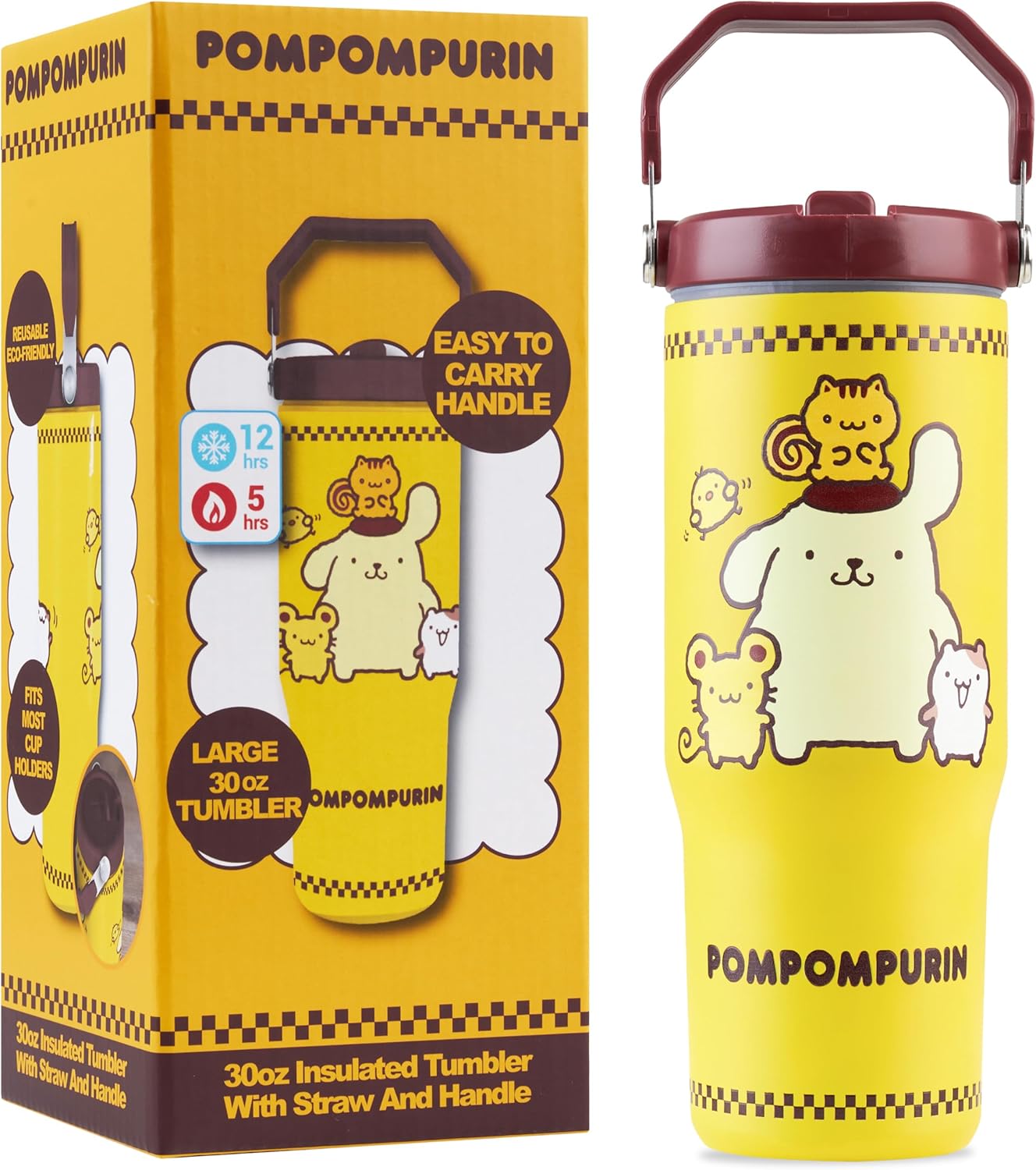 Get Trend Hello Kitty Cinnamoroll 30oz Tumbler with Handle and Straw, Kids Stainless Steel Insulated Water Bottle, BPA-Free, Leak-Proof, Cold for 12h, Hot 5h, Kawaii Gifts for Girls (Blue Cinnamoroll)
