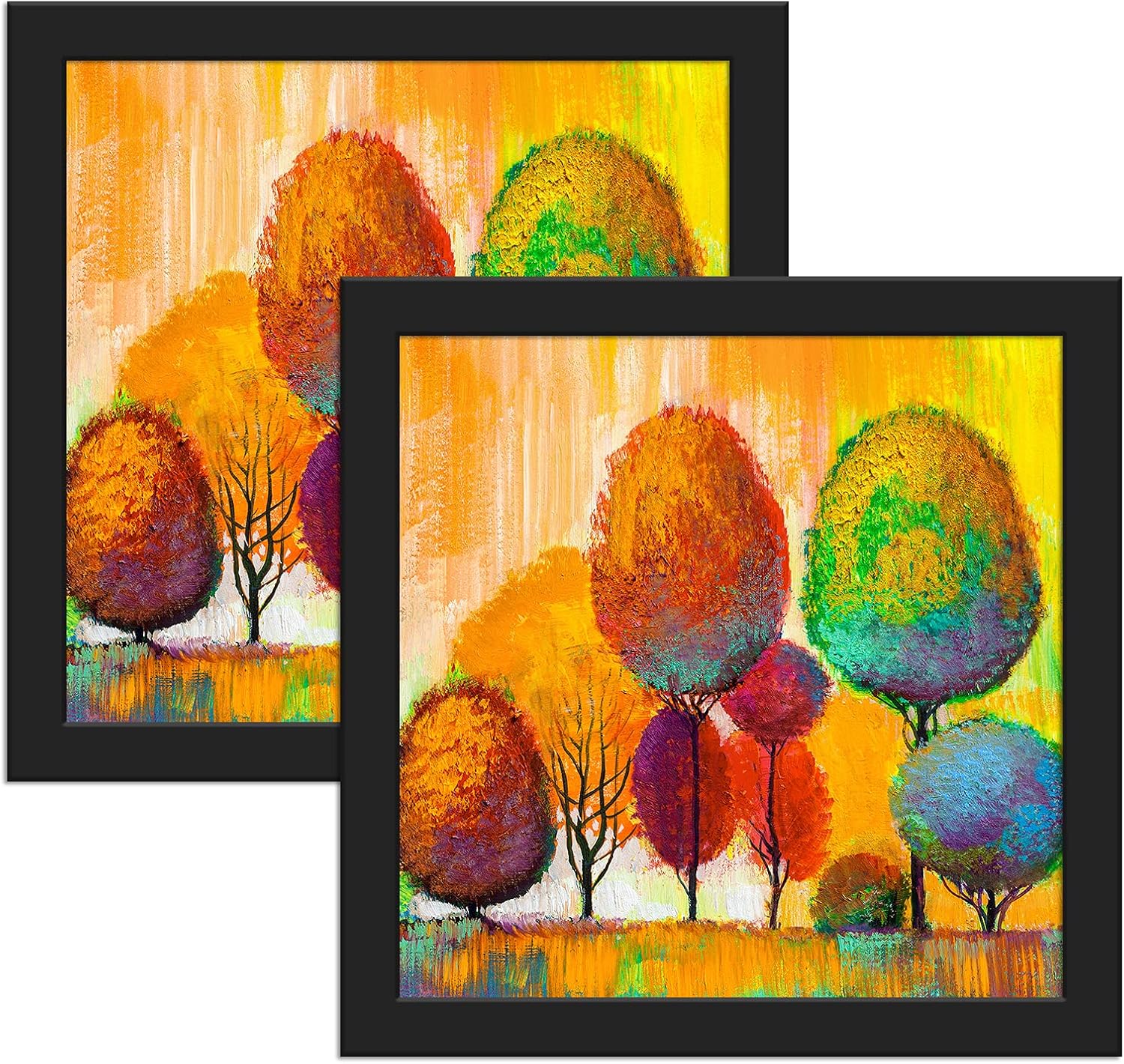 10x10 Frame Black Set Of Two, Solid Wood Square Picture