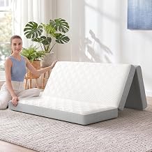 Trifold Mattress Twin, 4 Inch Foldable Memory Foam Mattress, White