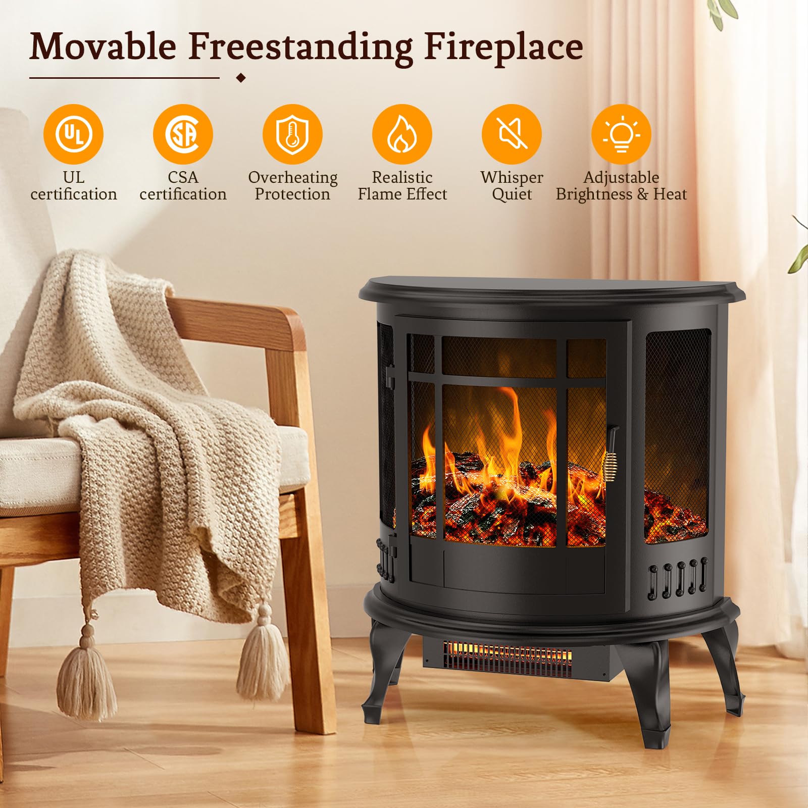 Amazon.com: ZIONHEAT Infrared Heating Electric Fireplace Stove, Freestanding  Fireplace Heater, Adjustable Brightness and Heating, Overheating Protection  System, 1000w/1500w : Home u0026 Kitchen