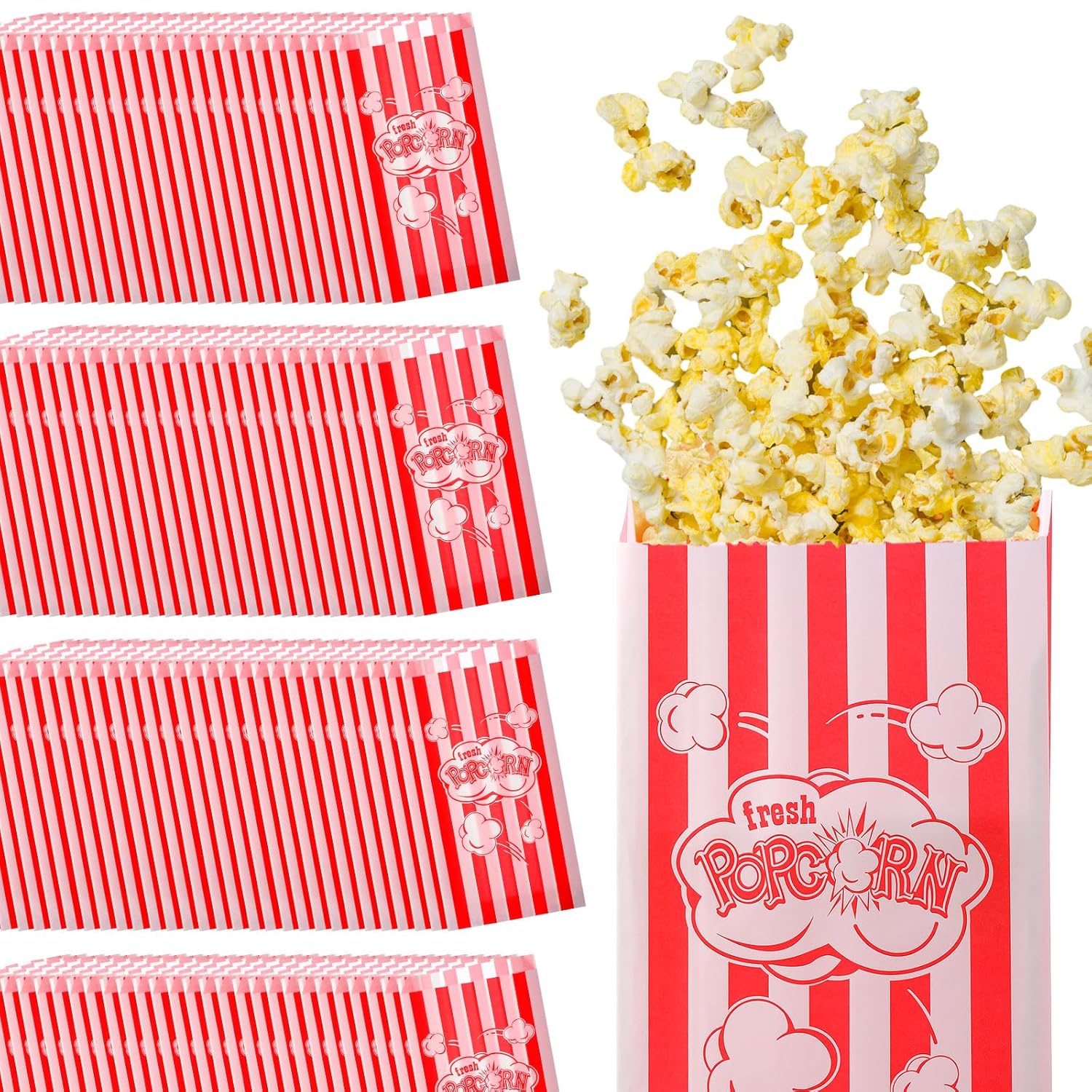 Sherr 500 Pcs Paper Popcorn Bags Disposable Popcorn Bags