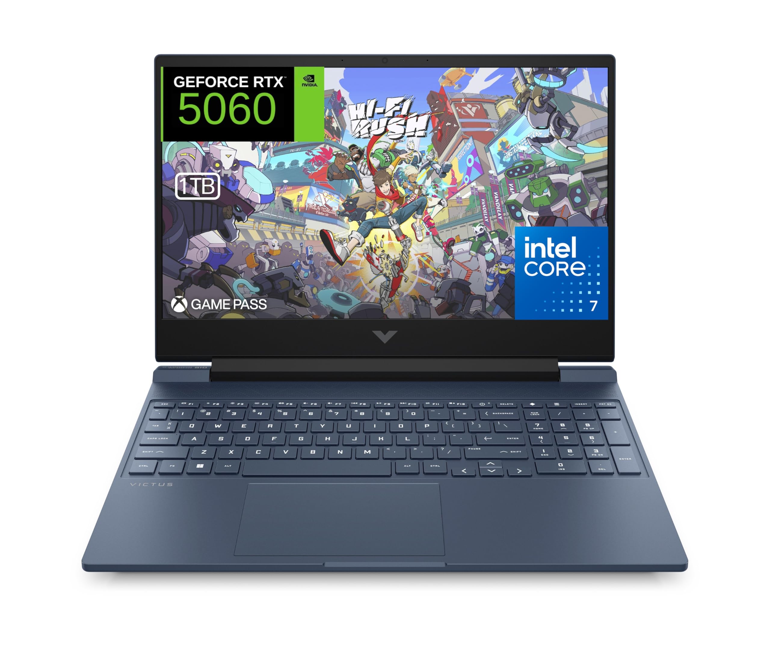 HP Victus 15-fa2030ns - Ordenador portátil Gaming 15" FHD (Intel Core 7-240H, 16GB RAM, 1TB SSD, NVIDIA RTX 5060, FreeDos) - Azul - Teclado QWERTY Español