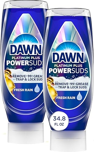Dawn Platinum Plus PowerSuds EZ-Squeeze - Jabón líquido para platos, líquido para lavavajillas, eliminación de grasa, botella al revés, aroma a