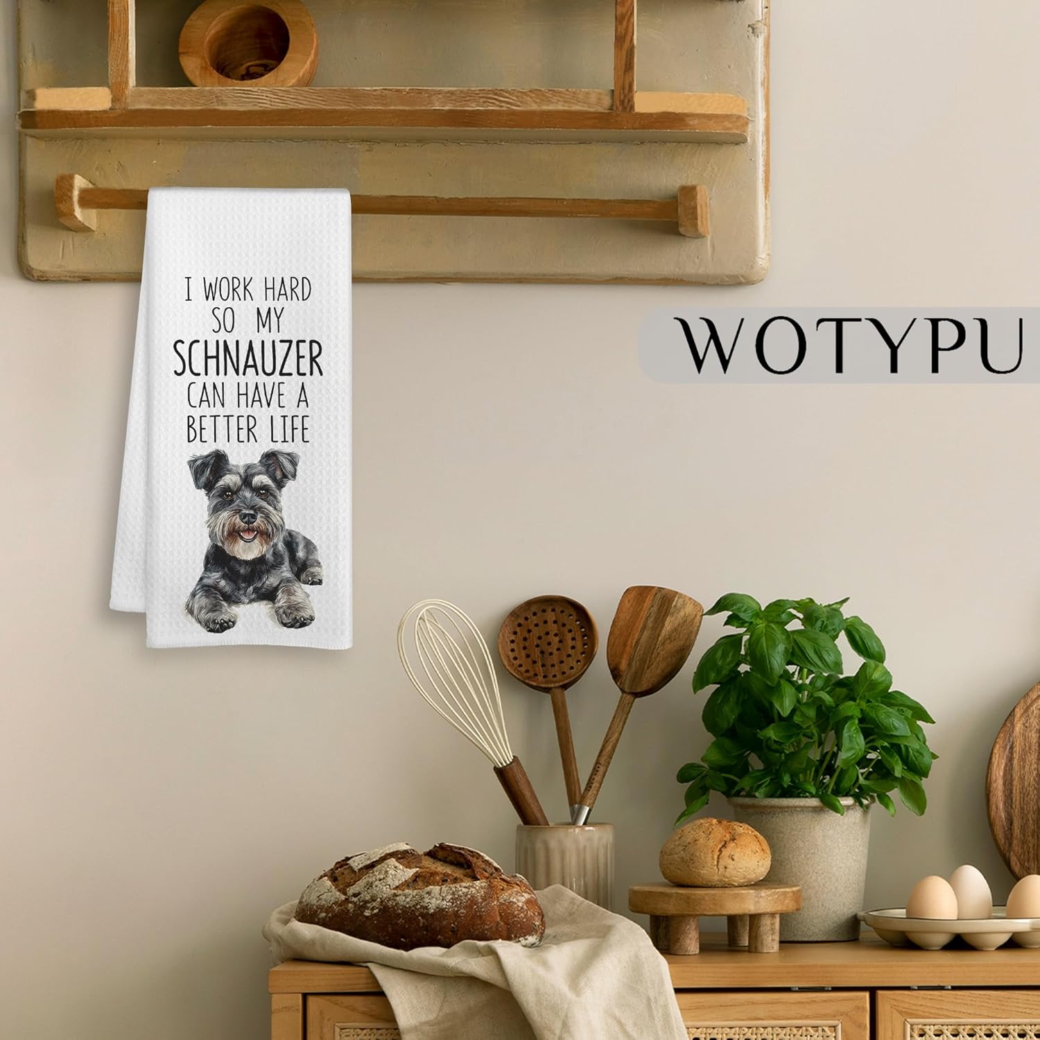 Funny Schnauzer Gifts Kitchen Towels, Schnauzer Gifts for Women Men Dish Tea Towels, Dog Lovers Gifts Decorative Hand Towel for Bathroom, Dog Bathroom Decor, 16x24 Inch - Image 4