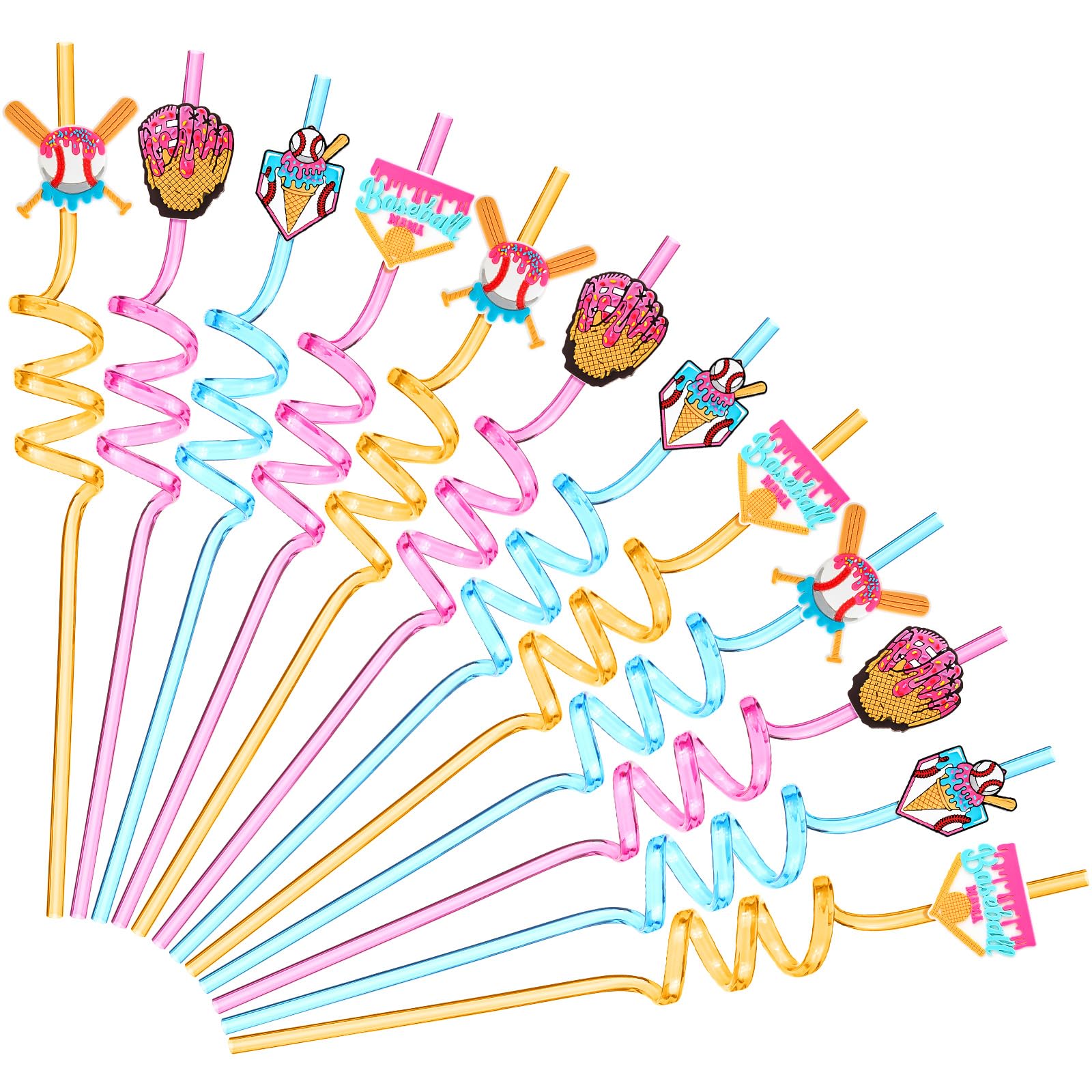 Photo 1 of Potchen 12 Pcs Baseball Ice Cream Drip Straws