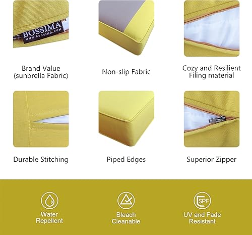Miniatura 5 de BOSSIMA Cojines de patio al aire libre Cojines para sillas de asiento profundo Sunbrella Cojines para muebles, lona-celadón