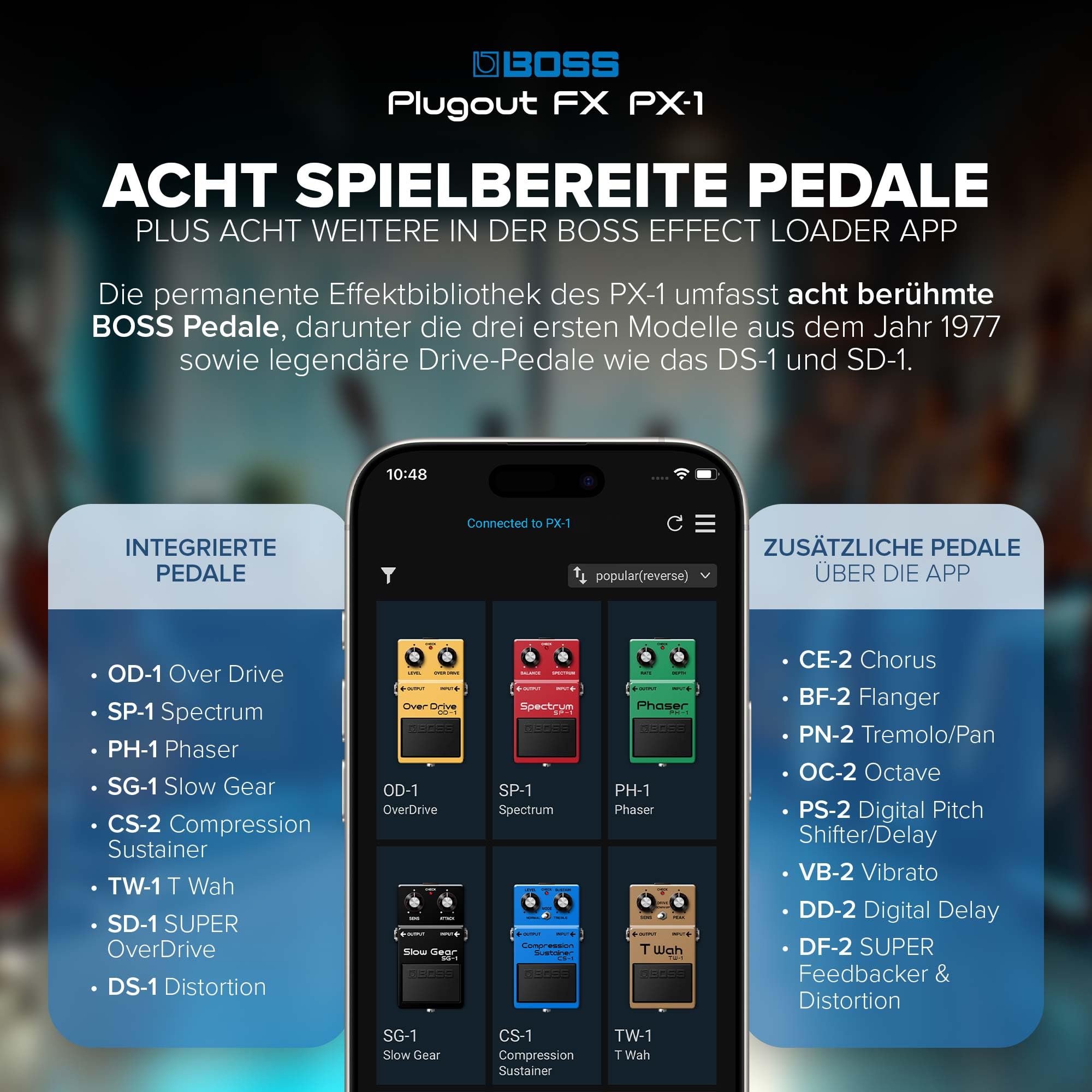 BOSS PX-1 Plugout FX | Innovative, flexible Hardware-Plattform | Bis zu 16 legendäre BOSS Effekte in einem kompakten Pedal | Authentischer Sound & realistische Ansprache