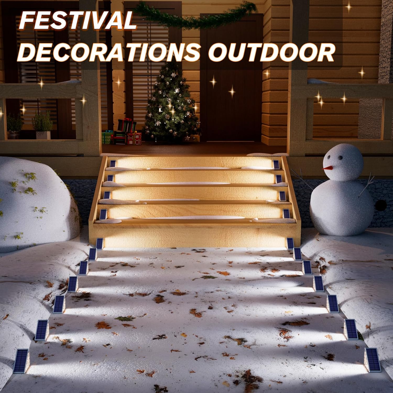 VOLISUN Solar Step Lights Outdoor Waterproof, LED Outdoor Stair Lights, Solar Step Light for Outside, Warm&Cool White Deck Light Decor for Stair,Front Porch and Patio(Gray,12 Pack)