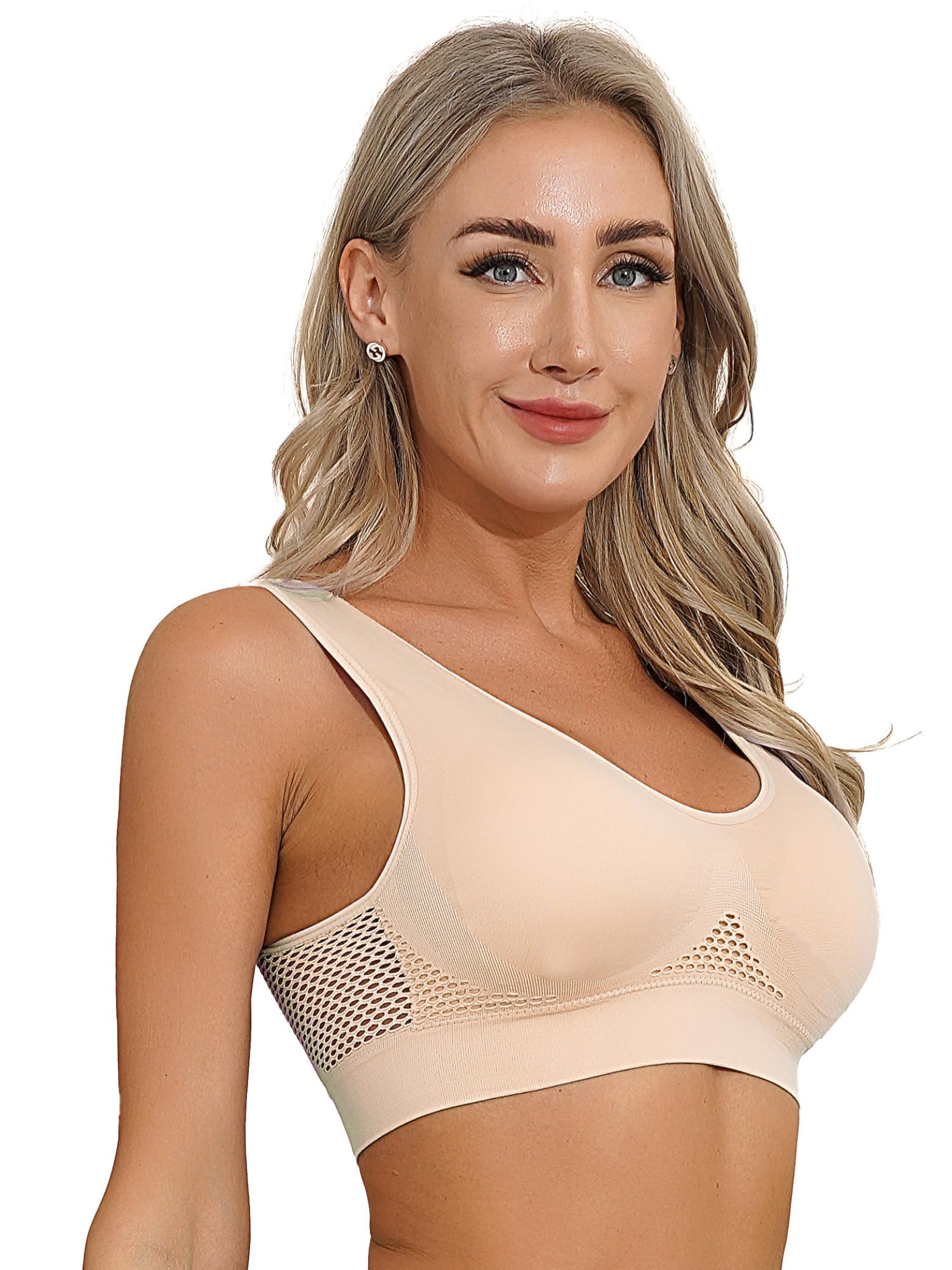 Womens Removable Padded Sports Bras Workout Running Yoga Tank Tops Activewear Seamless Wireless Workout Bra