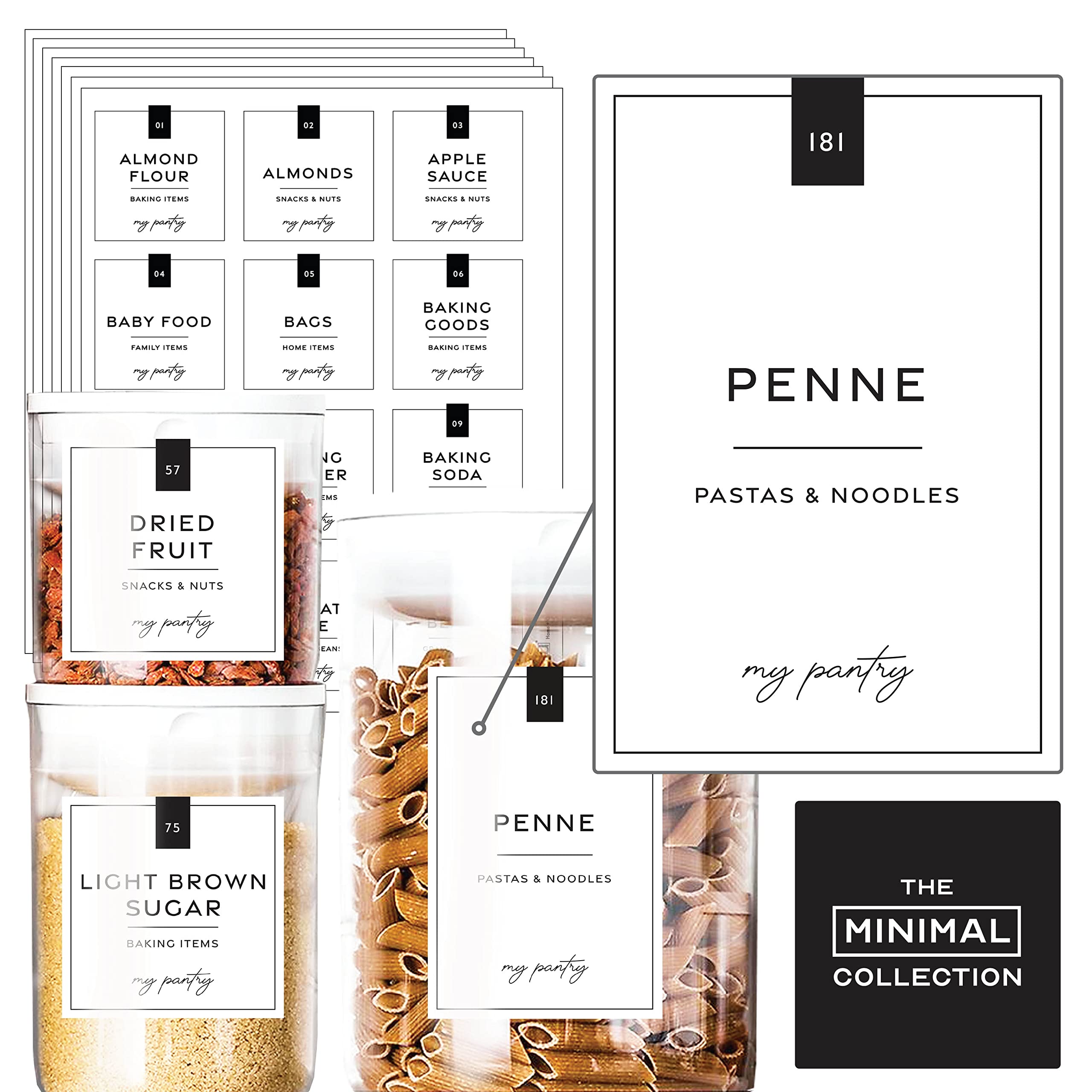 Buy JUMIJU Minimal Collection 194 Pantry Labels | Waterproof Labels for ...