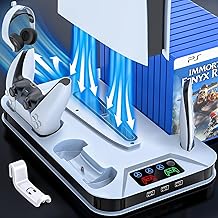 PS5 için soğutma istasyonu, denetleyicili şarj istasyonu Playstation 5 konsolu disk/dijital, PS5 soğutucu fan aksesuarları PS5 için 3 USB hub'lı (PS5 Slim sürümleri için değil)