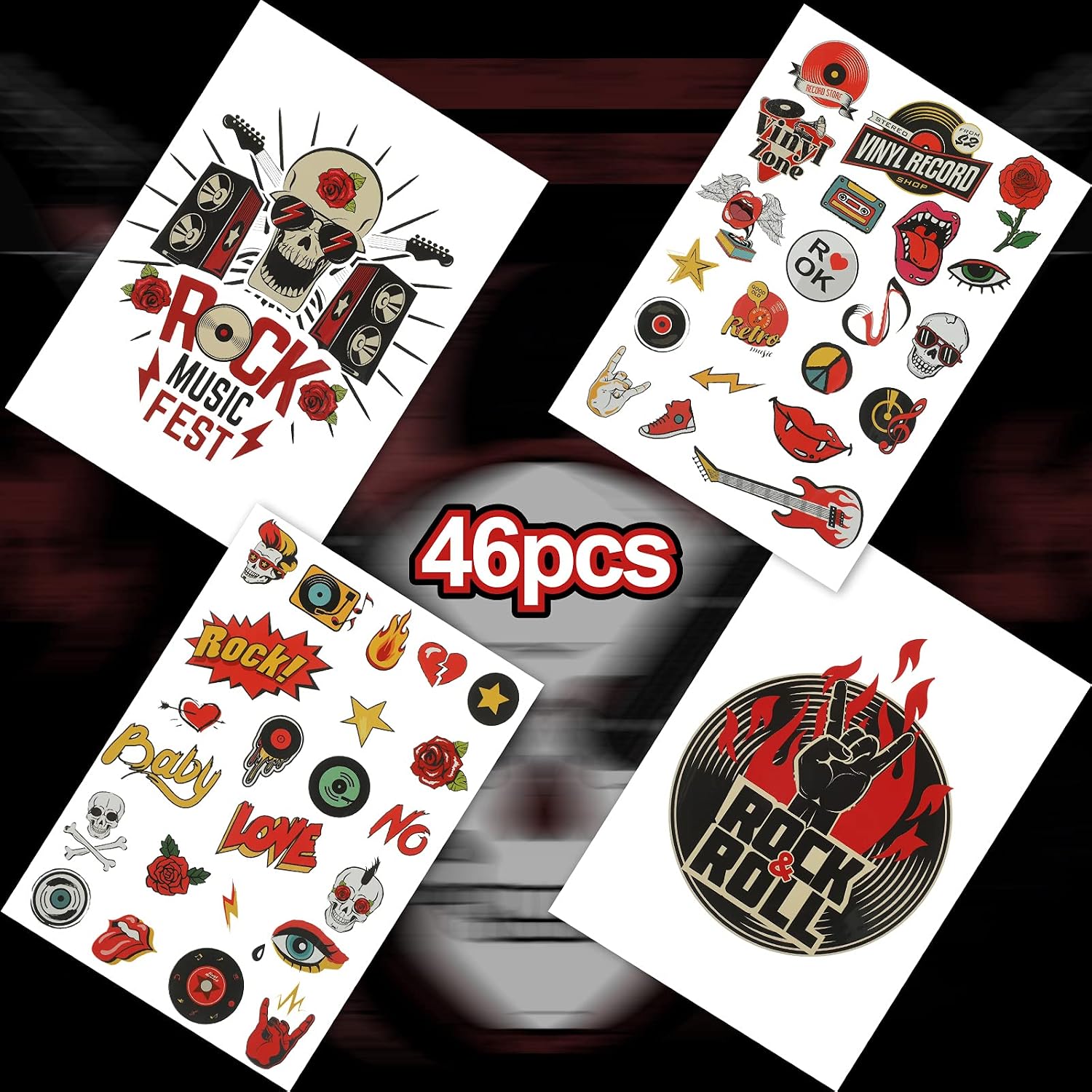 46 Pieces Rock and Roll Music Iron-on 