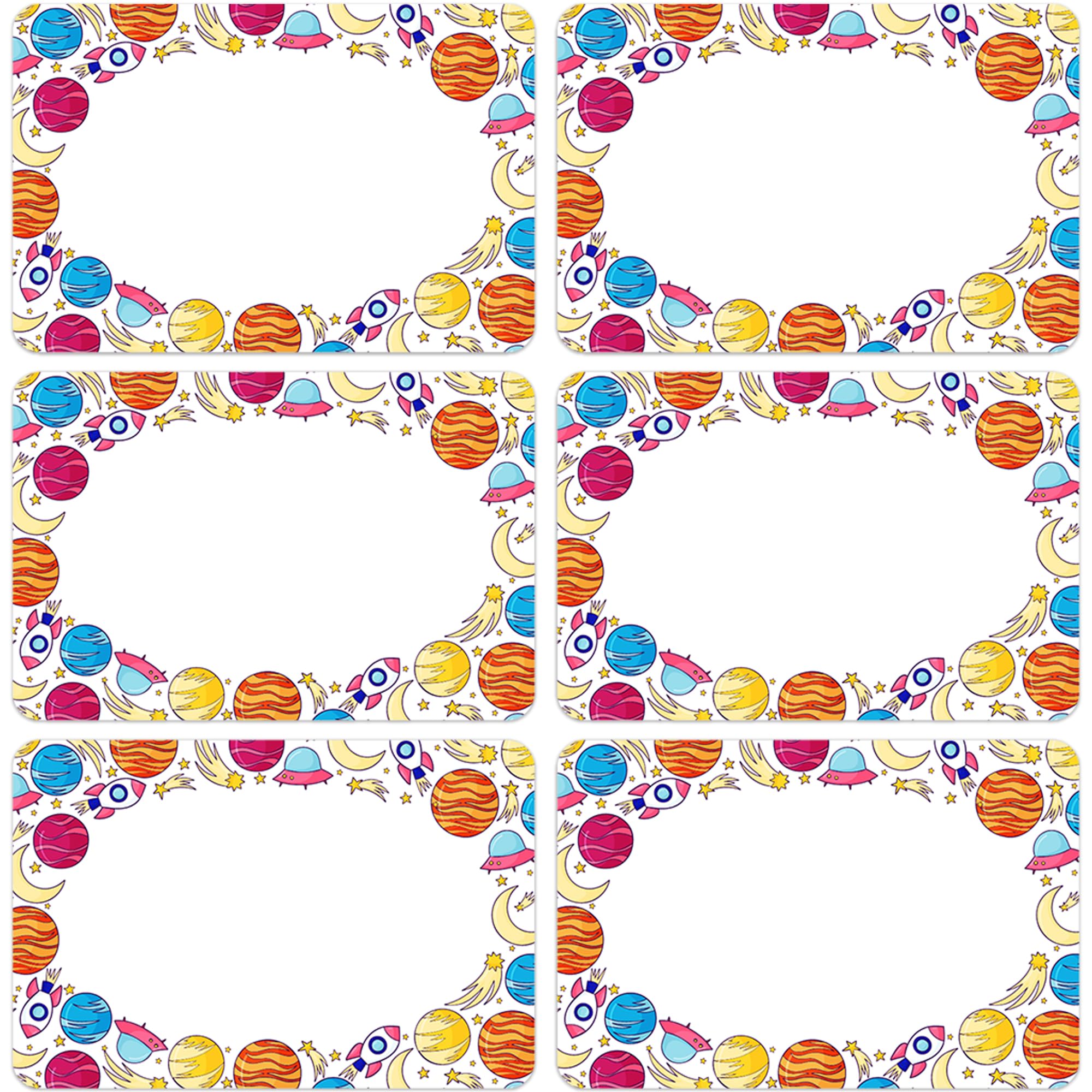 Lucleag 180 PCS Outer Space Name Tags Stickers, Space Theme Name Stickers Planet Galaxy Name Labels Sticker for Classroom Office Students Cubby Locker