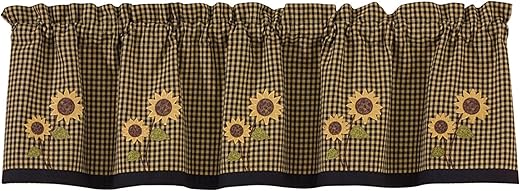 Park Designs Sunflower Check Lined Valance, 60 x 14
