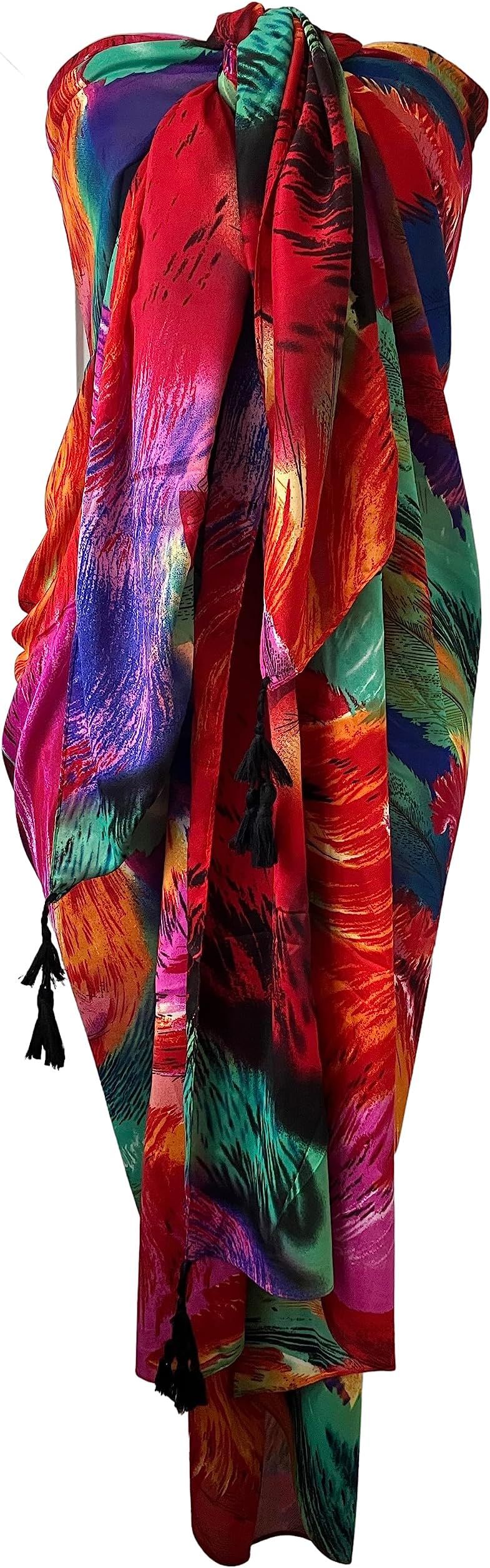 Brightly Colored Large Sarong Shawl Blanket Wrap with Tassels Summer Hoiiday Fashion Beachwear Swimwear Bikini Coverup Multicoloured