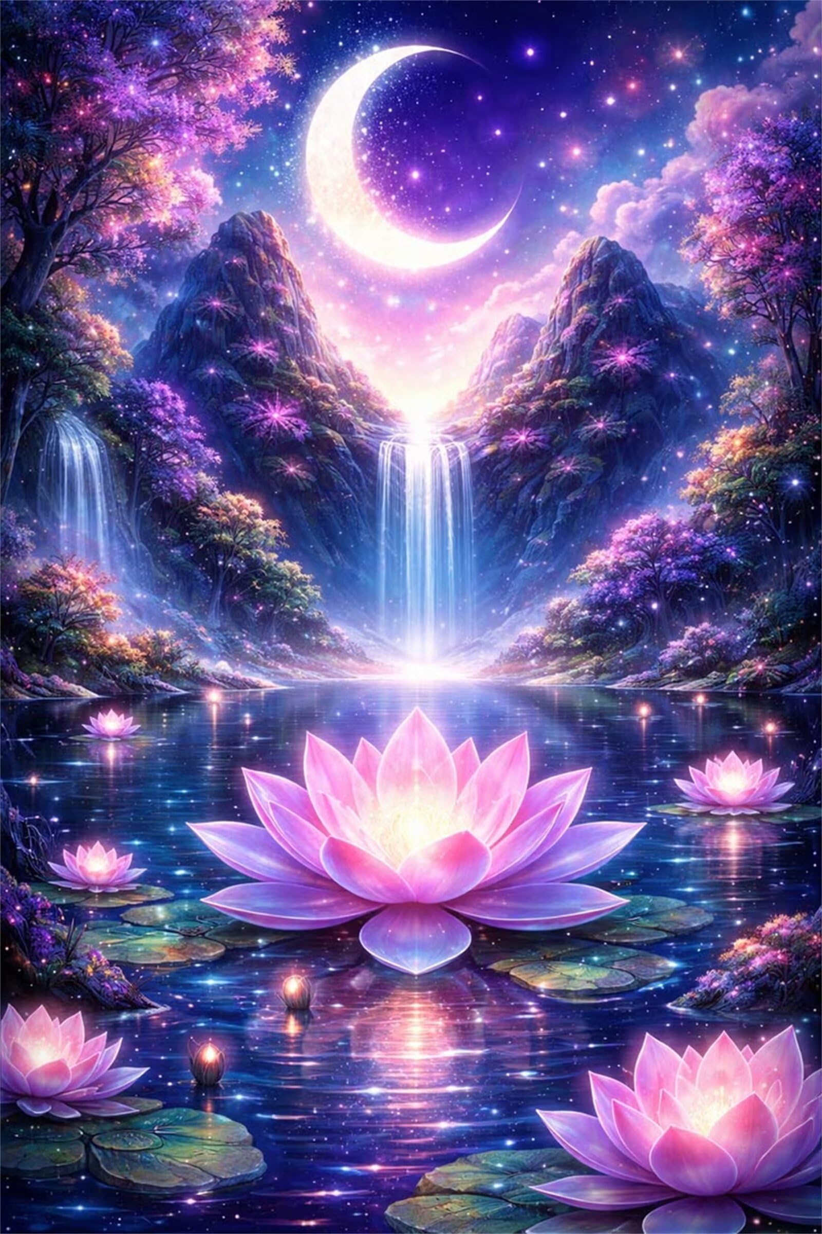 Umfarvt Lotus Diamond Painting Kit Completo, Square Pittura Diamante per Adulti, 85x105cm Canyon delle Cascate Kit per Diamond Painting Fai Da Te, Antistress e Ideale come Regalo, Decorazione Casa