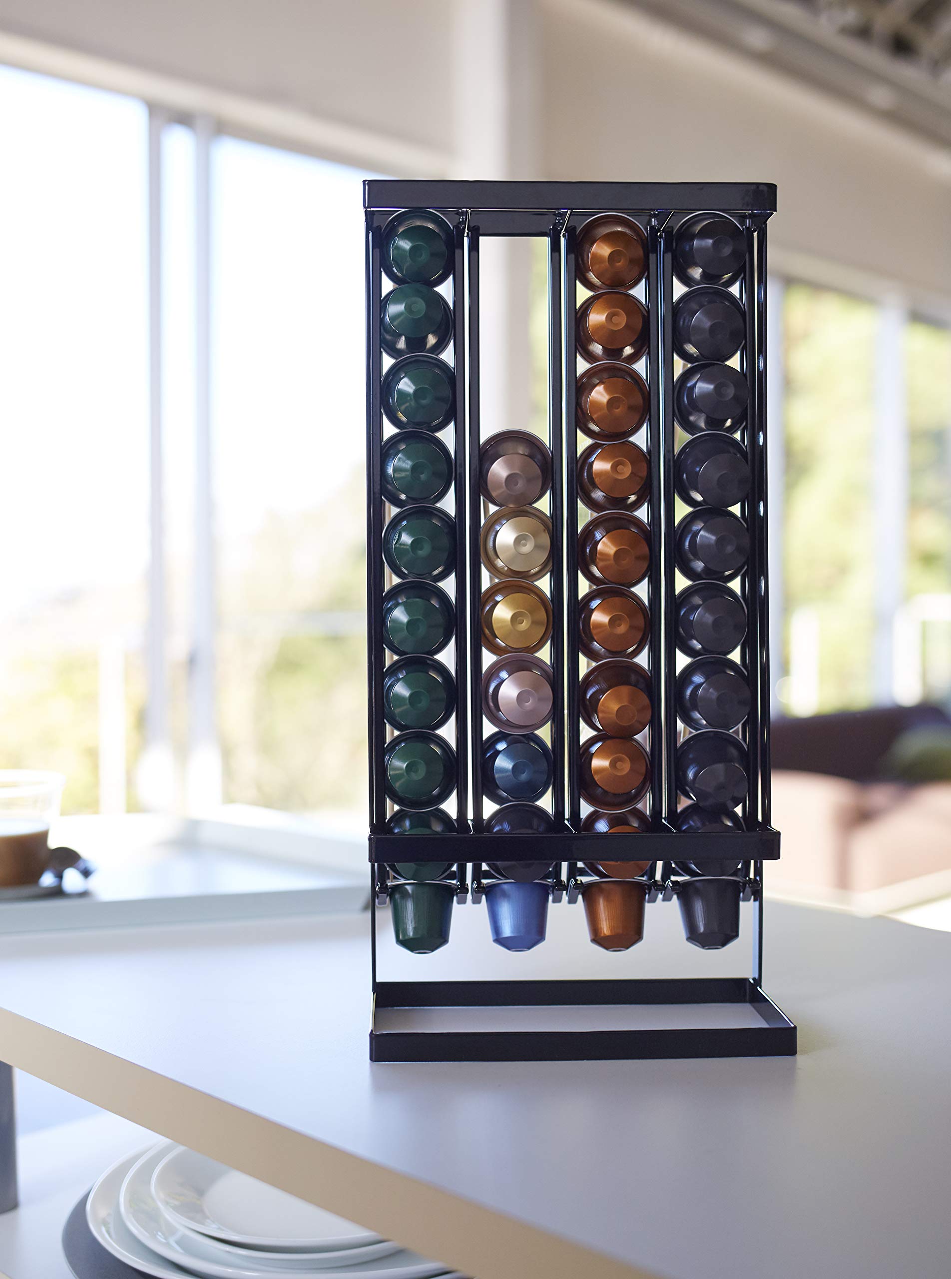 YAMAZAKI 3896 TOWER Coffee Capsule Holder S, black, Steel, 17.5 x 8 x 36 cm