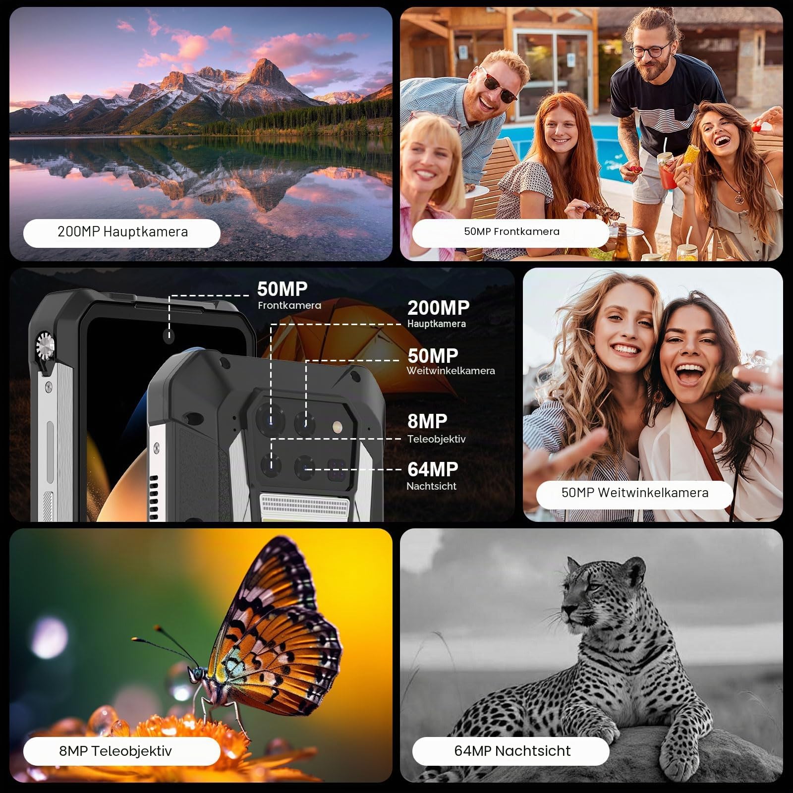 8849 Tank 3 Pro 5G Outdoor-Smartphone AI | IP68 | Integrierter Projektor | 6,79" FHD+ Display | 23800 mAh | 120W | 32 GB + 512 GB | Campinglampe | OTG | NFC | 50 MP + 200 MP | Robustes Handy
