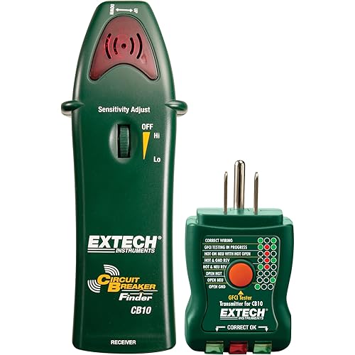 Extech - 1218G94EA - CB10 Circuit Breaker Finder, Locates fuses/breakers, Tests receptacles and GFCI circuits, Green,Red