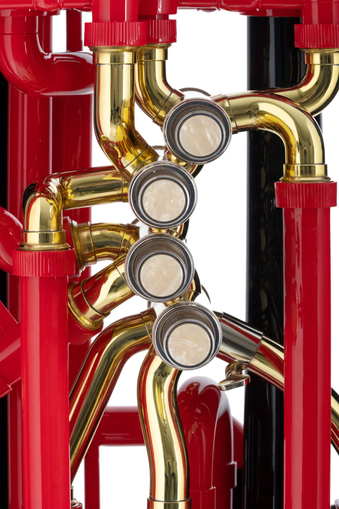 Classic Cantabile MardiBrass Deutschland Tuba Bb - Extrem leicht & sehr stabil - Material Korpus: ABS Kunststoff - Mundrohr & Maschine: Messing - Gigbag & Mundstück - Farbe: Schwarz Rot Gold