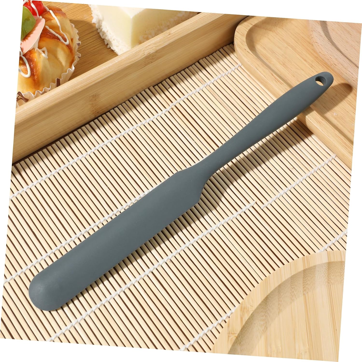 Multi Function Small Silicone Butter Spatula for Baking Household Cake Scraper with Smooth Surface Easy to Clean Grey Kitchen Tool for Cream Spreading and Cake Decorating