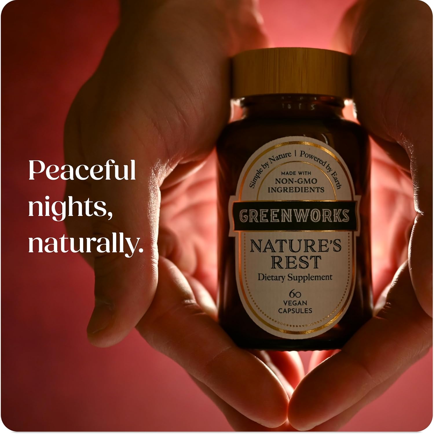 Greenworks Nature's Rest Melatonin-Free Sleep Aid, Organic Herbal Blend with Ashwagandha, Valerian, Chamomile & Passionflower, Non-Habit Forming Vegan Capsules for Restful Sleep, 60 Count