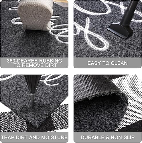 Miniatura 7 de Felpudo de entrada para puerta delantera, interior y exterior, de goma gris, tapete de bienvenida de Hey Y'all, antideslizante, fácil de limpiar,