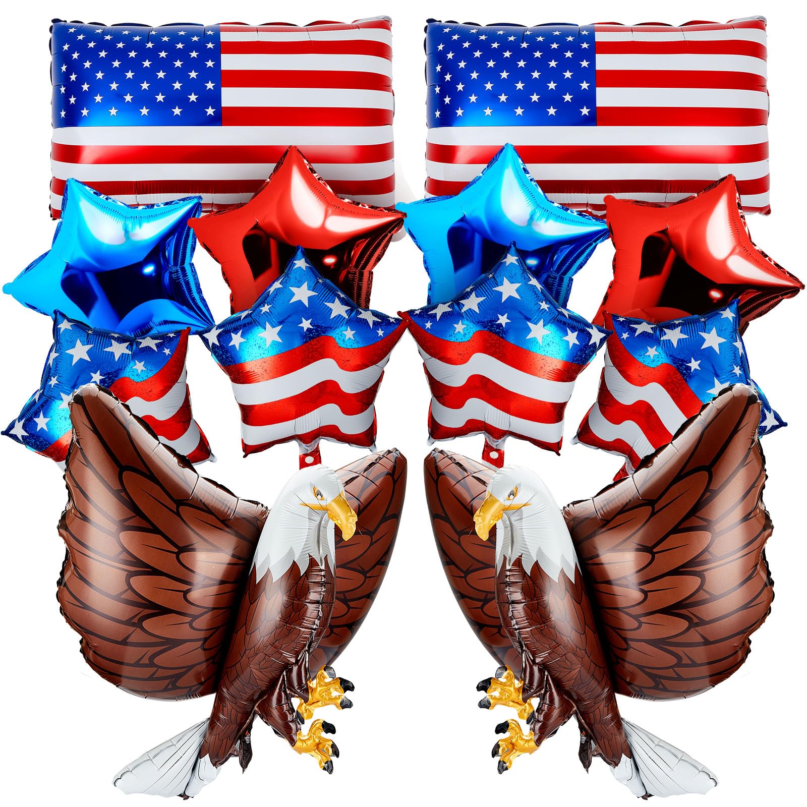 Zhanmai 12 Pcs Patriotic Eagle Balloon USA Red White and Blue Elections Party Decorations Large Eagle Foil Balloons Star American Flag decor for