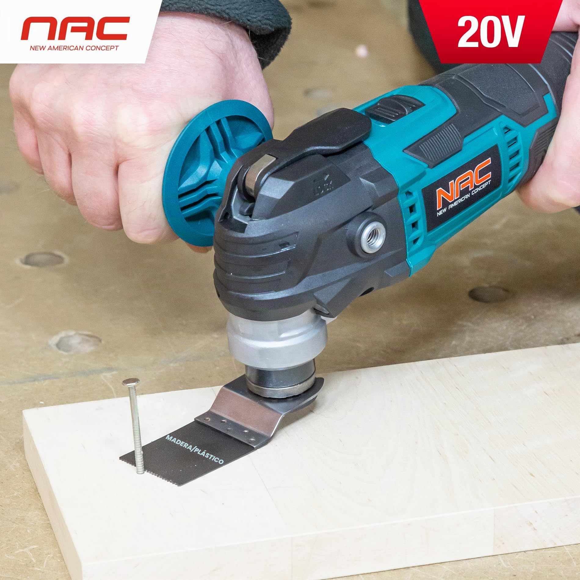 NAC Dispositivo multiusos inalámbrico MT-LI-ST-20V, verde, luz LED incorporada, el dispositivo es compatible con todas las baterías de la serie Akumultisystem 20V, con batería de 2.0 Ah y cargador
