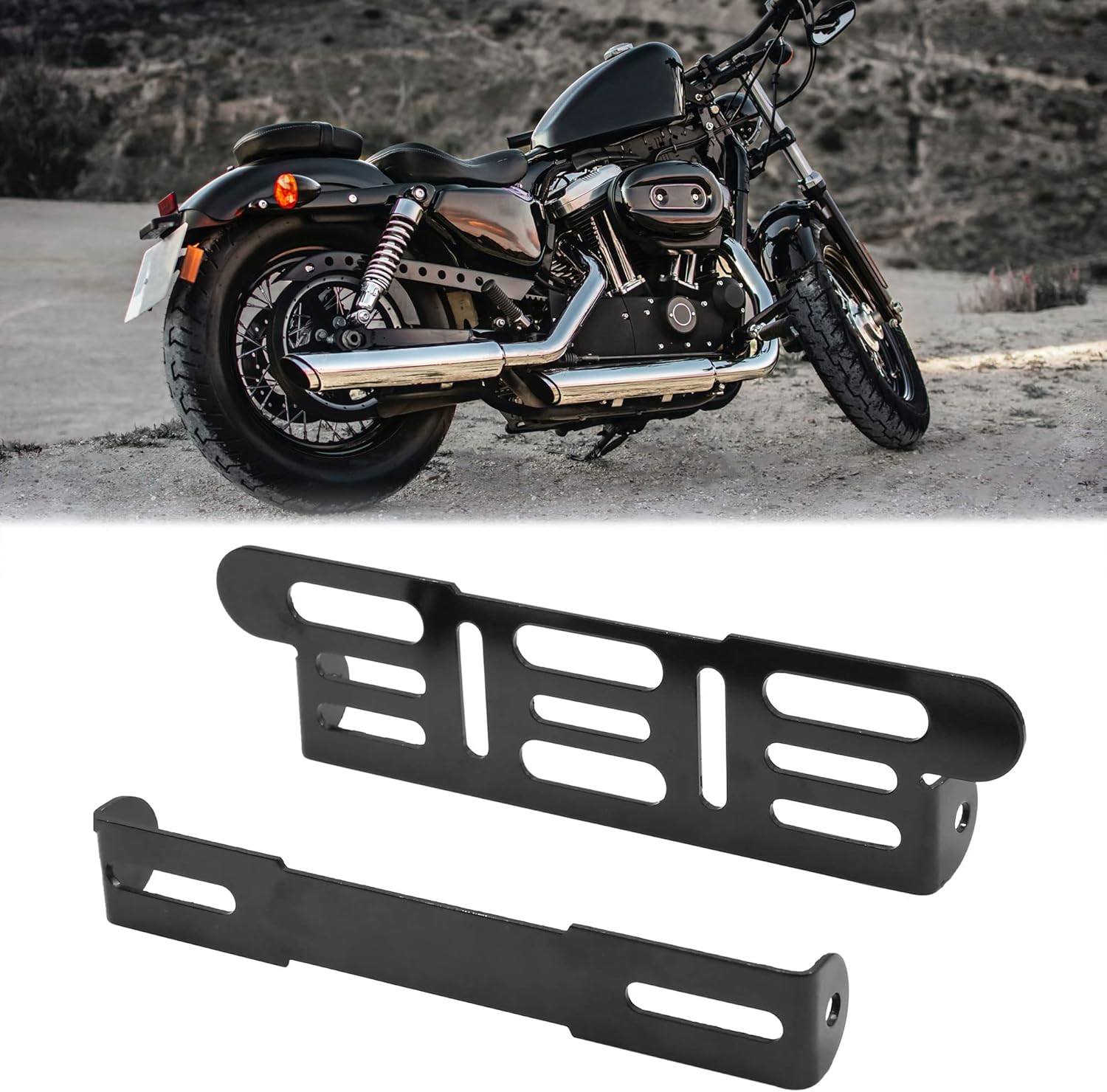 uxcell Black Universal Motorcycle Adjustable License Number Plate Bracket Frame Holder