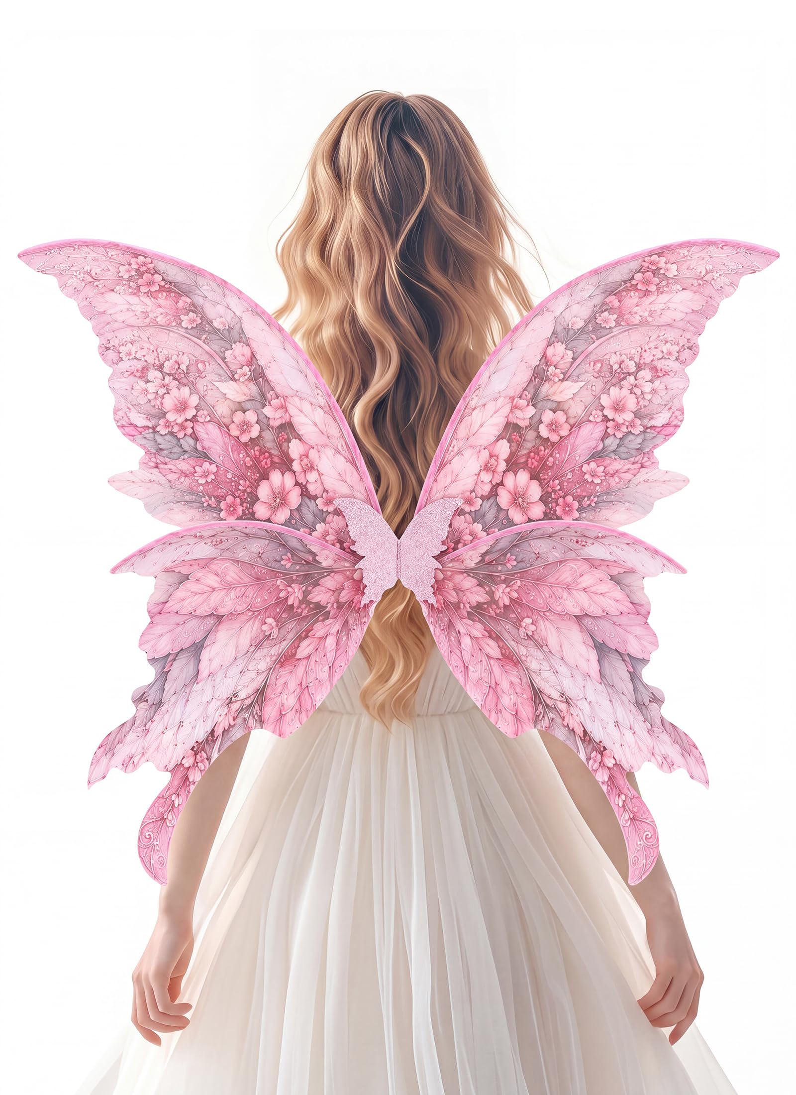ETOFETE Floral Fairy Wings Adult Pink Butterfly Wings Costume Fancy Dress — image 1