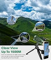 Vista 6 de Telescopio monocular 80x100 de alta potencia con adaptador para smartphone y trípode, monoculares de visión amplia para adultos con prisma BAK4