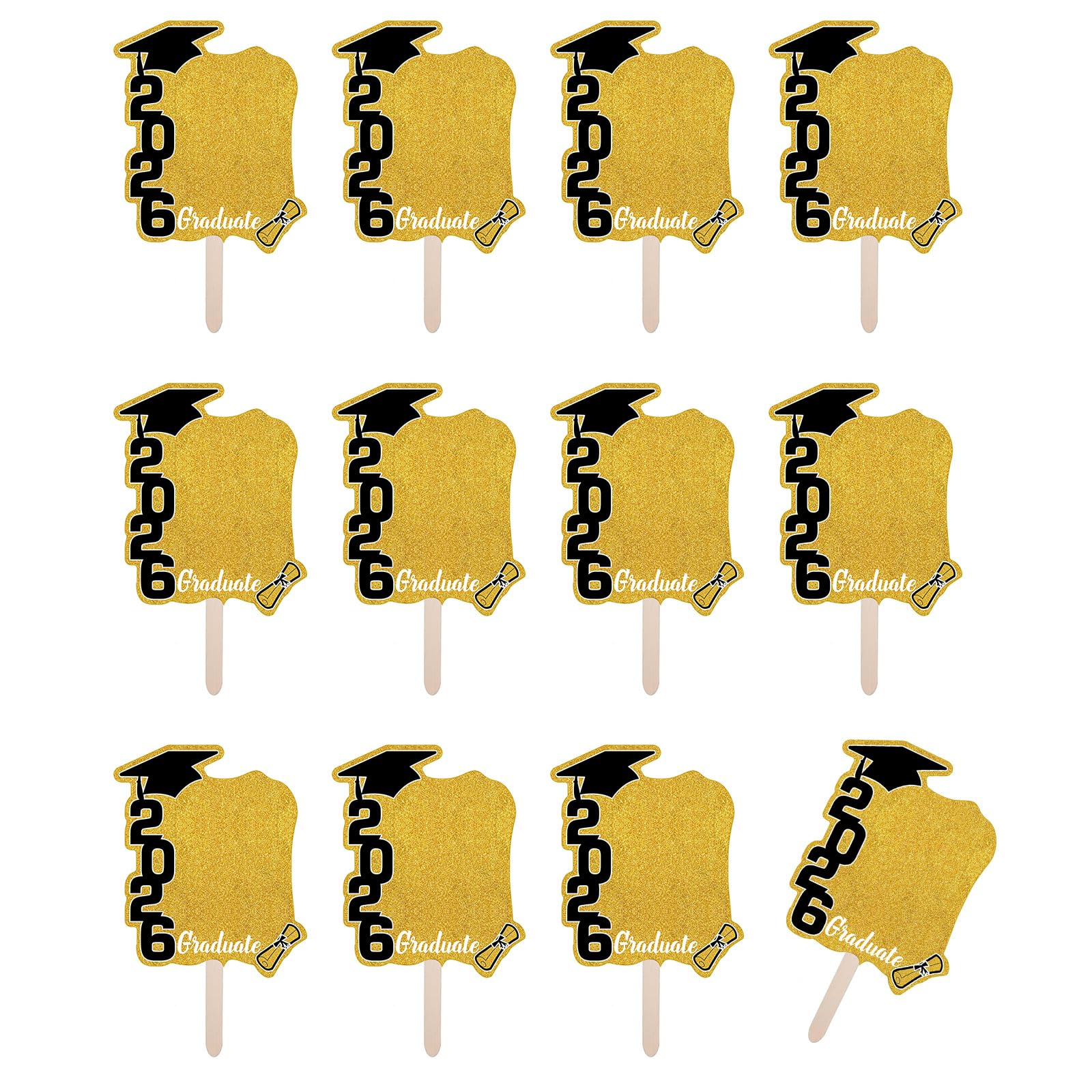 2026 Graduation Theme Fan Photo Frames 12Pieces Set Colorful Party Decorations and Props Celebration Backdrops Party Decorations