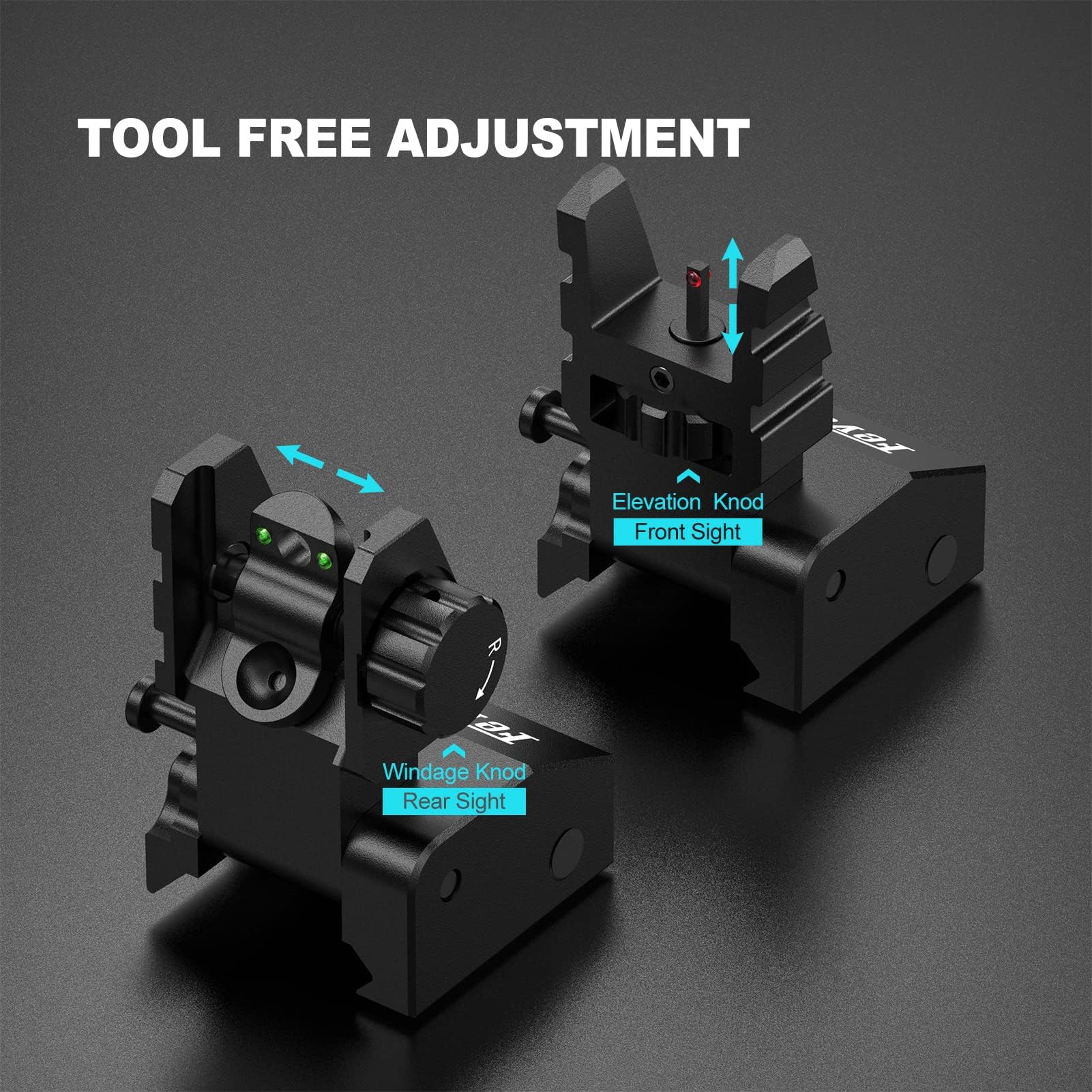 Feyachi S37 Flip Iron Sight es Compatible con los rieles Picatinny y Weaver, Miras Tácticas Plegables Delanteras y Traseras Sólo para Actividades Deportivas